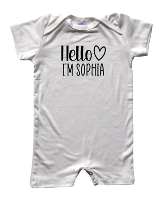 Personalized Hello Heart Silky Baby Romper Shorts for Boys & Girls