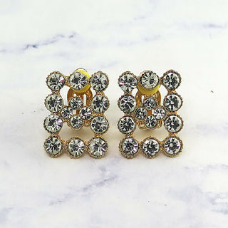 Crystal Checkerboard Clip on Earrings