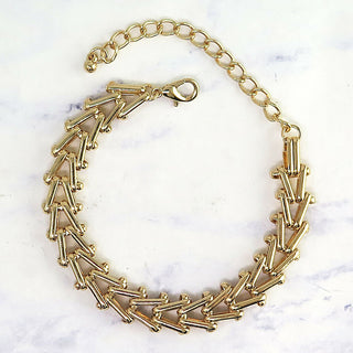 Gold Chevron Link Chain Bracelet