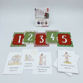 Christ Centered Christmas Advent Calendar | 25 Days of Bible Scriptures & Christ Images | Traditional Red and Green