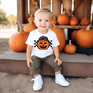 Halloween Face with Baseball Hat Cute Boys Shirt