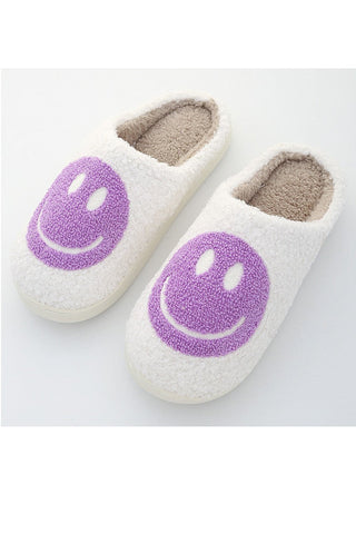 Happy Face Sherpa Fuzzy Slippers Collection