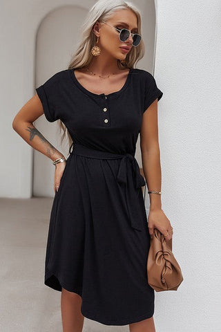 Henley Front Short Sleeves Easy Dress