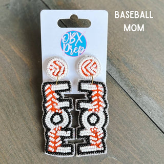 Baseball and Softball Hand Sewn Beaded Earrings