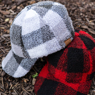 CC Buffalo Plaid - Checkered Pattern Sherpa Cap