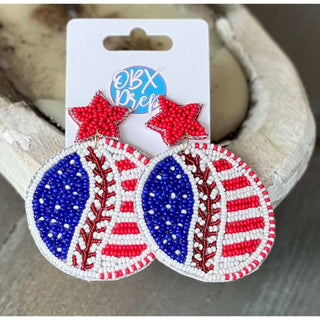 Baseball and Softball Hand Sewn Beaded Earrings