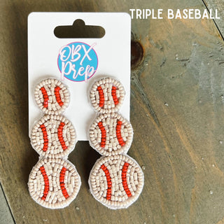 Baseball and Softball Hand Sewn Beaded Earrings