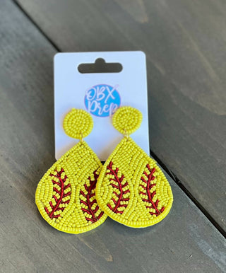 Baseball and Softball Hand Sewn Beaded Earrings