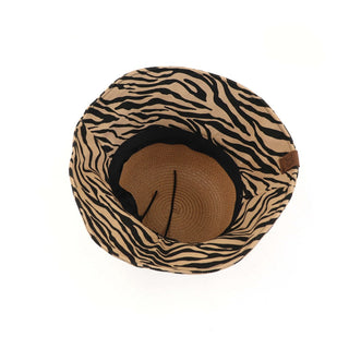 CC Zebra Print Straw Bucket Hat