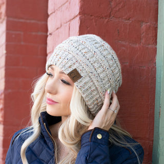 CC Cozy Confetti Cable Knit Skully Beanies Hats