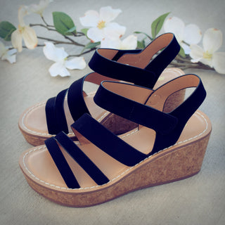 Triple Strap Wedge Sandal