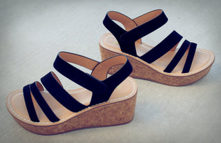 Triple Strap Wedge Sandal