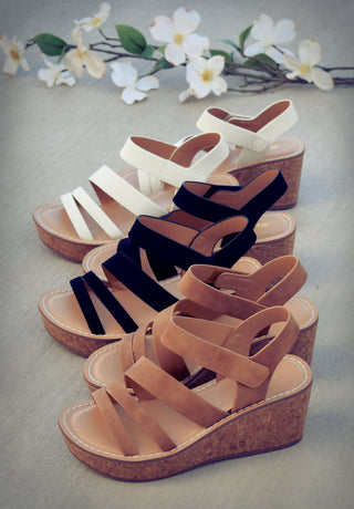 Triple Strap Wedge Sandal