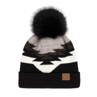 CC Beanie with Pom & South Western Pattern