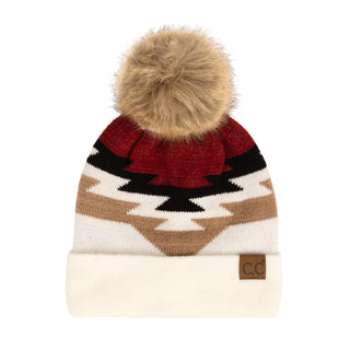 CC Beanie with Pom & South Western Pattern