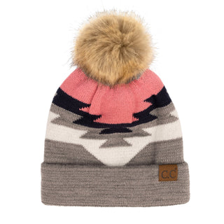 CC Beanie with Pom & South Western Pattern