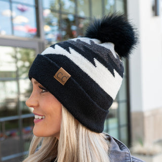 CC Beanie with Pom & South Western Pattern