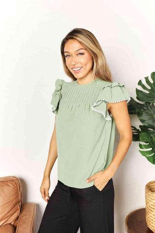 Addy Flutter Sleeve Blouse - Clearance!