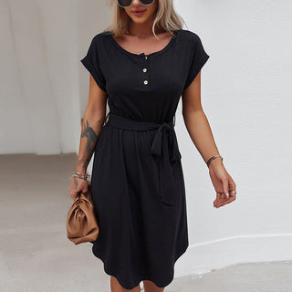 Henley Front Short Sleeves Easy Dress