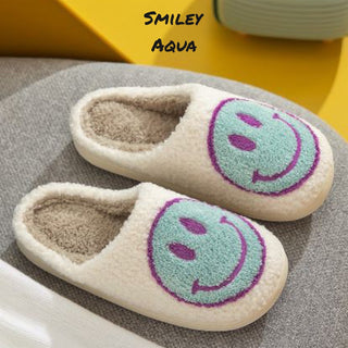 Happy Face Sherpa Fuzzy Slippers Collection