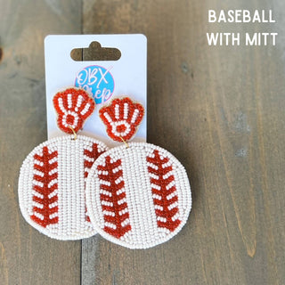 Baseball and Softball Hand Sewn Beaded Earrings